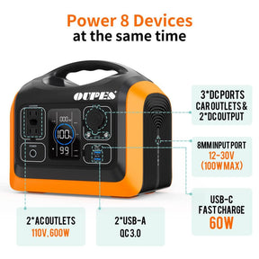 600W Portable Power Station, Solar Generator  LiFePO4 Battery Backup Solar Powered Generators Quick Charge Pure Sine Wave 110V AC Outlet Powerbank for Home Use Camping Outdoors Travel